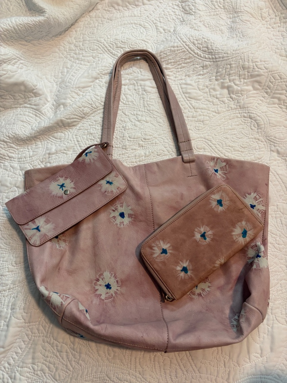 Blush Pink Floral Tote with Matching Wallet and Pouch